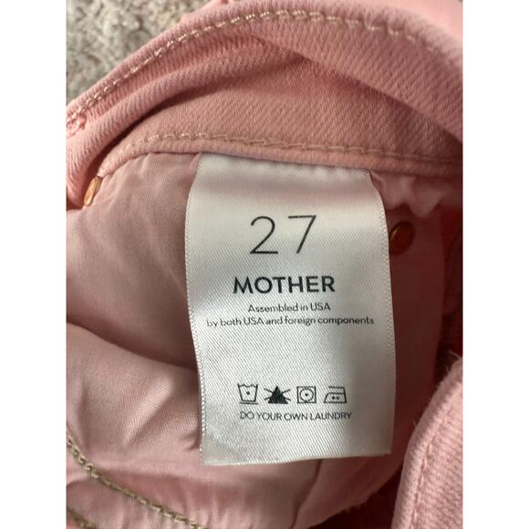 Mother Sz 27 Mid Rise Dazzler Ankle Play Date Jeans Pink Button Zip Denim Pants - Picture 11 of 13
